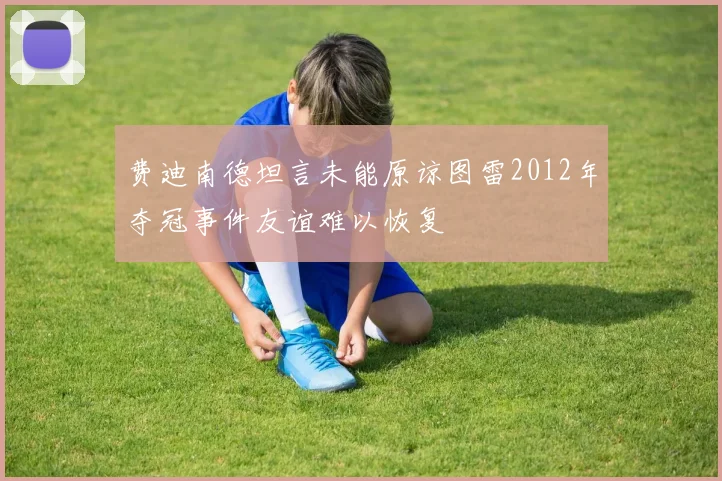 费迪南德坦言未能原谅图雷2012年夺冠事件友谊难以恢复